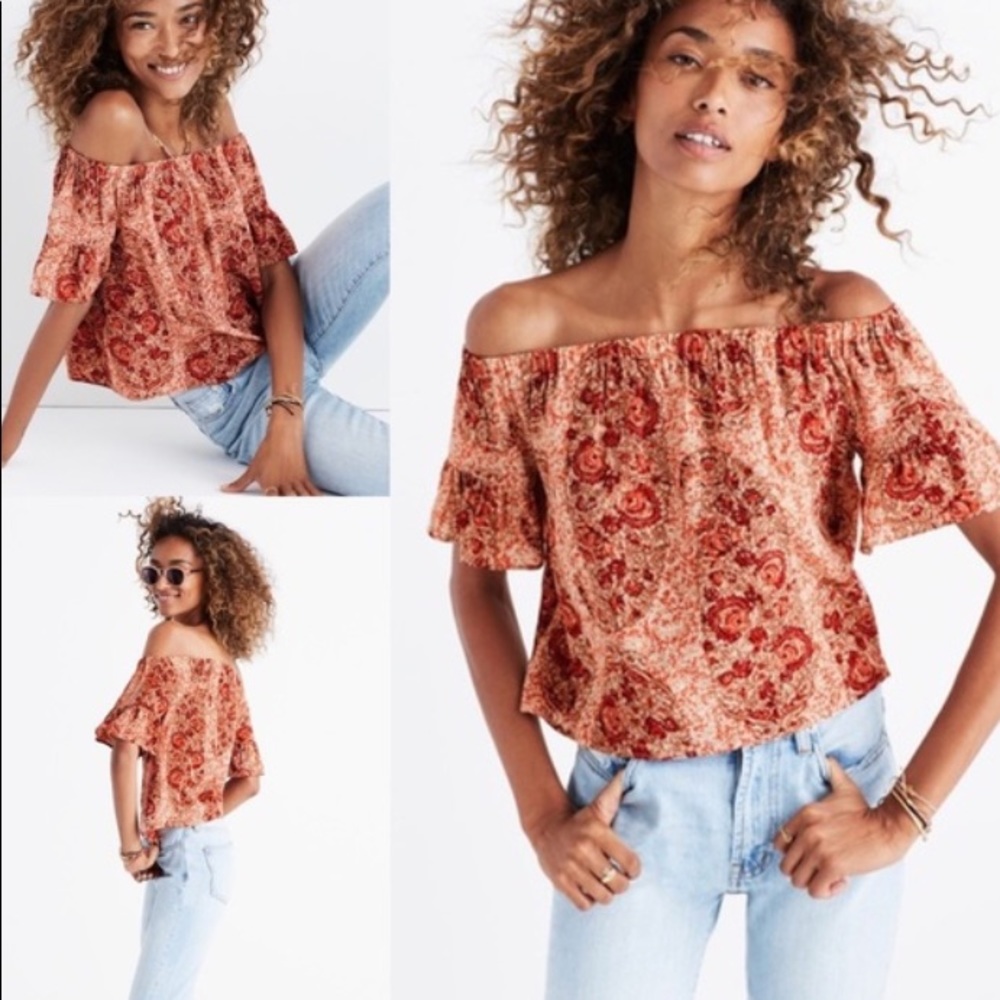 Madewell off the shoulder silk top